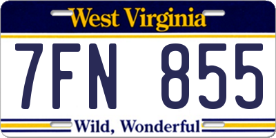 WV license plate 7FN855