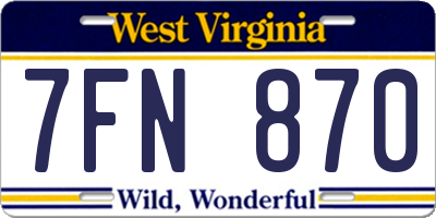 WV license plate 7FN870