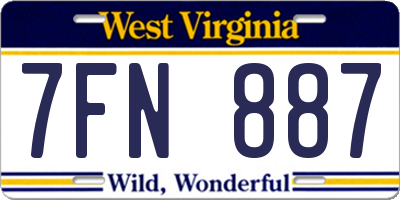 WV license plate 7FN887