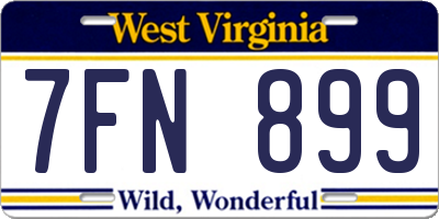 WV license plate 7FN899