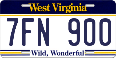 WV license plate 7FN900