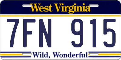 WV license plate 7FN915