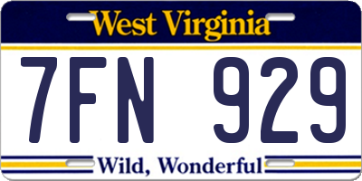 WV license plate 7FN929