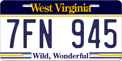 WV license plate 7FN945