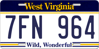 WV license plate 7FN964