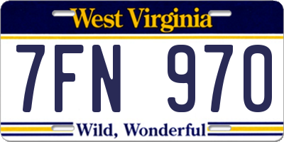 WV license plate 7FN970