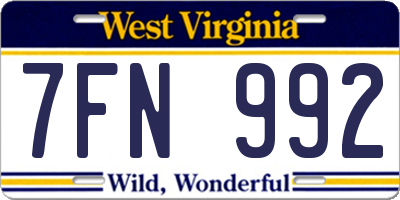 WV license plate 7FN992