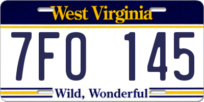 WV license plate 7FO145