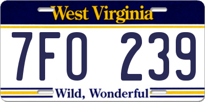 WV license plate 7FO239