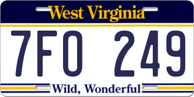 WV license plate 7FO249