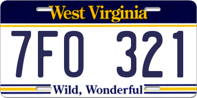 WV license plate 7FO321