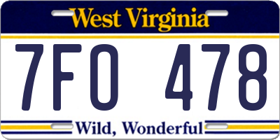 WV license plate 7FO478