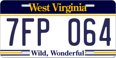WV license plate 7FP064