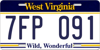 WV license plate 7FP091