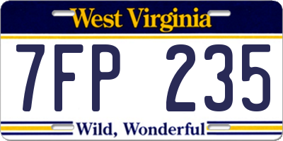 WV license plate 7FP235