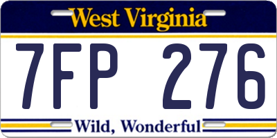 WV license plate 7FP276