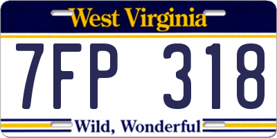 WV license plate 7FP318