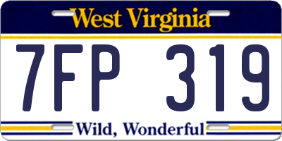 WV license plate 7FP319