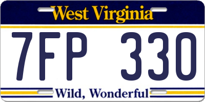 WV license plate 7FP330
