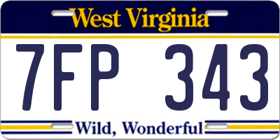 WV license plate 7FP343