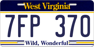 WV license plate 7FP370