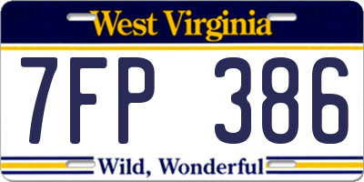 WV license plate 7FP386