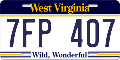 WV license plate 7FP407