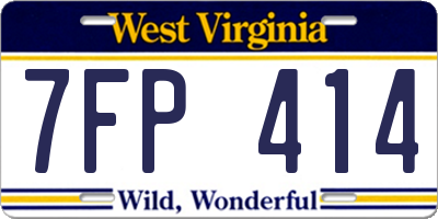 WV license plate 7FP414