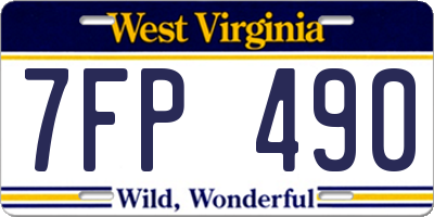 WV license plate 7FP490