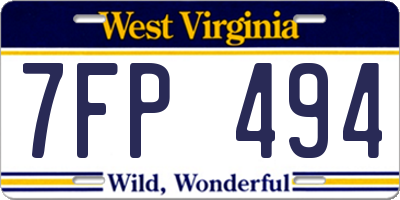 WV license plate 7FP494