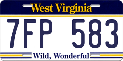 WV license plate 7FP583