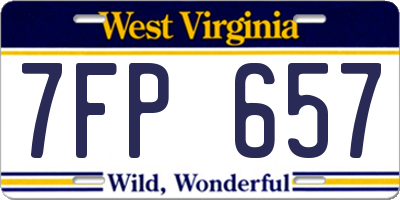 WV license plate 7FP657
