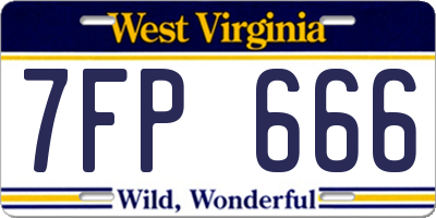 WV license plate 7FP666