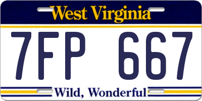WV license plate 7FP667