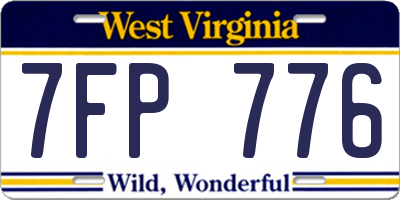 WV license plate 7FP776