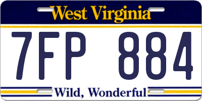 WV license plate 7FP884