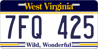 WV license plate 7FQ425