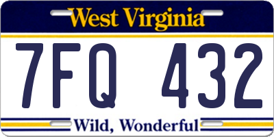 WV license plate 7FQ432
