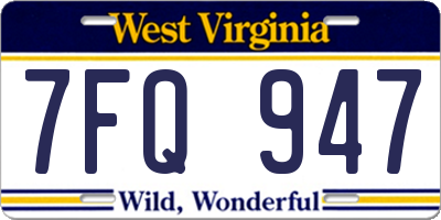WV license plate 7FQ947