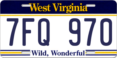 WV license plate 7FQ970