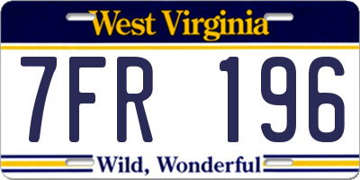WV license plate 7FR196
