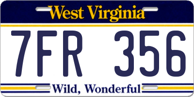 WV license plate 7FR356