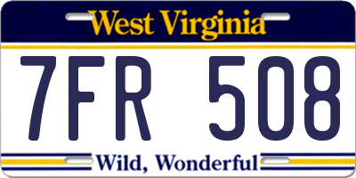 WV license plate 7FR508