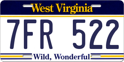 WV license plate 7FR522