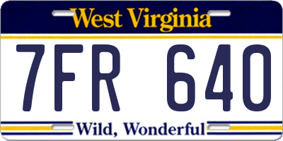 WV license plate 7FR640