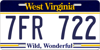 WV license plate 7FR722