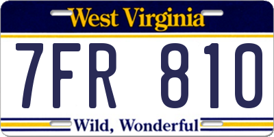 WV license plate 7FR810