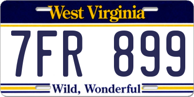 WV license plate 7FR899
