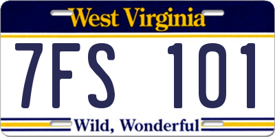 WV license plate 7FS101
