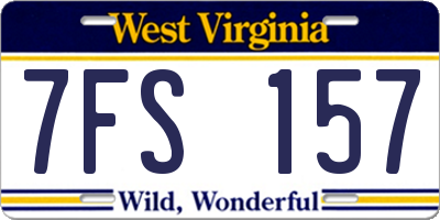WV license plate 7FS157